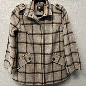 Kut from the Kloth Agatha wool blend plaid coat peacoat Sz XS
